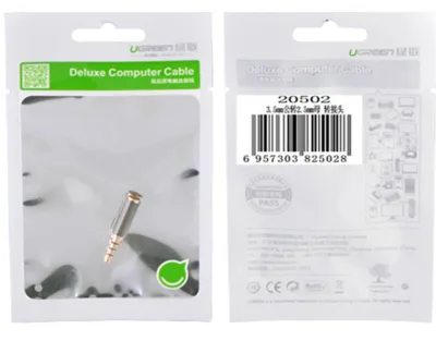 ADAPTOR audio Ugreen, 3.5 mm jack (T) la 2.5 mm (M), aurit "20502" - 6957303825028