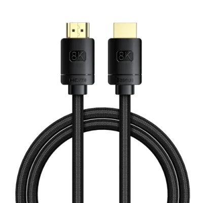 CABLU video Baseus High Definition, HDMI(T) la HDMI(T), versiunea 2.1, rezolutie maxima 8K UHD (7680 x 4320) la 60 Hz, conectori auriti, 1m, negru "CAKGQ-J01" (timbru verde 0.18 lei) - 6953156204157