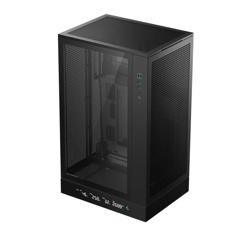 CARCASA DeepCool "CH270 DIGITAL", mini tower, gaming, fara sursa, suporta 6xfan, USB Type-C x 1, USB 3.2 gen 1 x 2, audio+mic, 4 sloturi expansiune, alb, "R-CH270-BKNDM0-G-1"