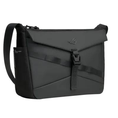 Geanta messenger ASUS pentru laptop, din poliester, captusita, cu curea reglabila, ROG Archer Messenger 14, max. 14 inch (Negru) "90XB0AR0-BME000"