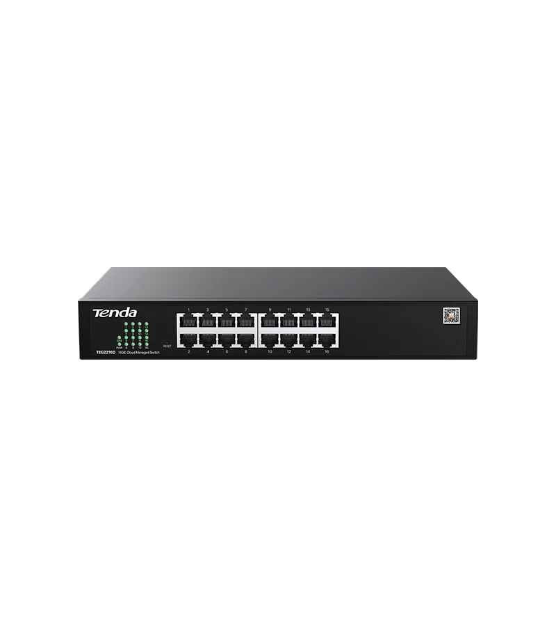 SWITCH TENDA managed, 16 porturi gigabit RJ-45, management Tenda CloudFi, metalic "TEG2216D"  (timbru verde 2 lei)