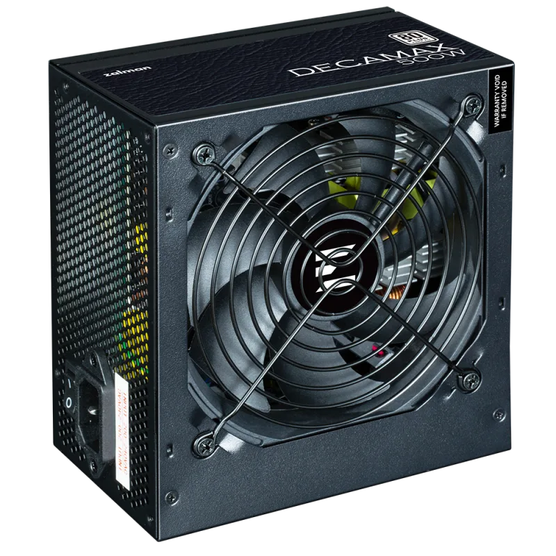 SURSA Zalman "Decamax 500", 500W, certificare 80 Plus, active PFC, fan 120mm, negru, "ZM500-LX3" (timbru verde 2 lei)