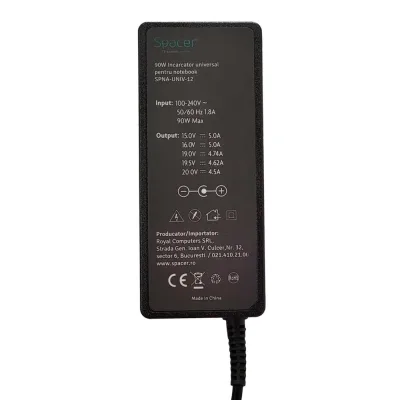 Incarcator Laptop SPACER SPNA-UNIV-12, 90W, Negru, 2 ani Garantie