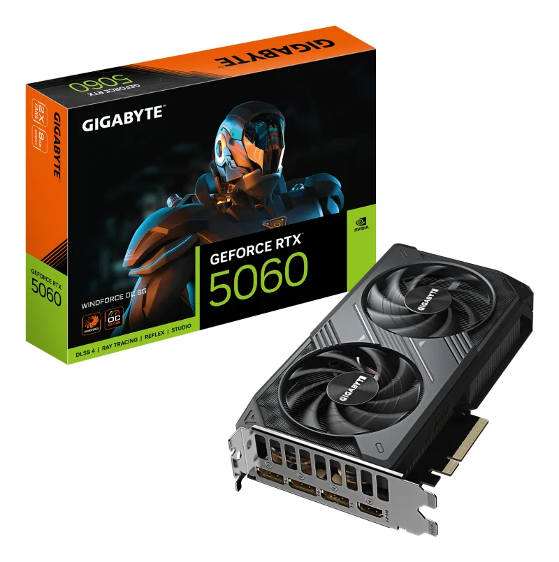 GIGABYTE GeForce RTX 5060 WINDFORCE OC 8G, GDDR7, 128 bit, Negru "N5060WF2OC-8GD"