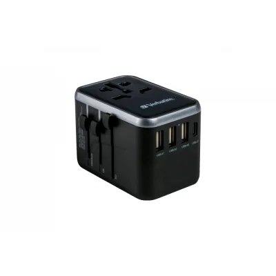 Adaptor universal Verbatim UTA-04, 6-in-1Priza cu USB-C PD si QC, USB-C, 3 x USB-A "49546" (timbru verde 0.18 lei)