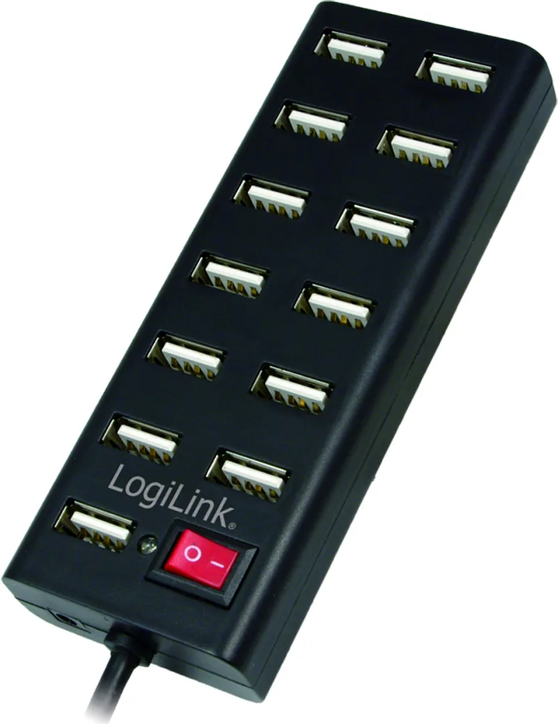 HUB extern LOGILINK, porturi USB: USB 2.0 x 13, conectare prin USB 2.0, alimentare retea 220 V, cablu 0.75 m, negru, "UA0126"  (timbru verde 0.8 lei)