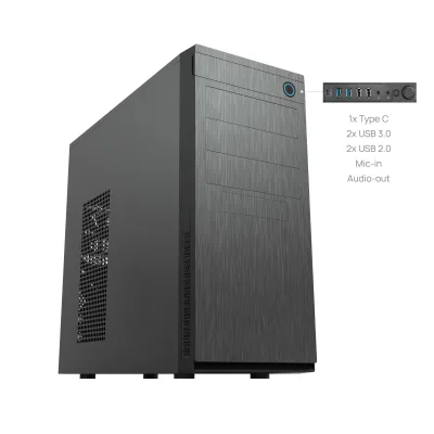 CARCASE Chieftec, "Elox" middle tower Black, 2xUSB 3.0,2x USB 2.0,1x USB typeC , "HC-10B-OP"