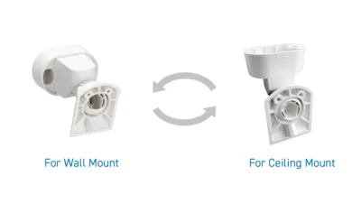 Suport detector OPTEX CW-G2 - compatibil serie FlipX; CW-G2; Instalare pe perete sau tavan; Reglabil pe orizontala - 45grade/stanga si 45 grade/dreapta; Reglabil pe verticala - 5grade/sus si 20grade/jos; Sistem de protectie cablu la sabotaj - cablul trece
