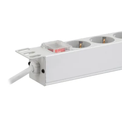 PDU LOGILINK 1U pt. rack 19 inch, 9 prize Schuko, intrare Schuko, max 16 A, ON/OFF, IP20, 2 m, gri, "PDU9C04" (timbru verde 0.8 lei)