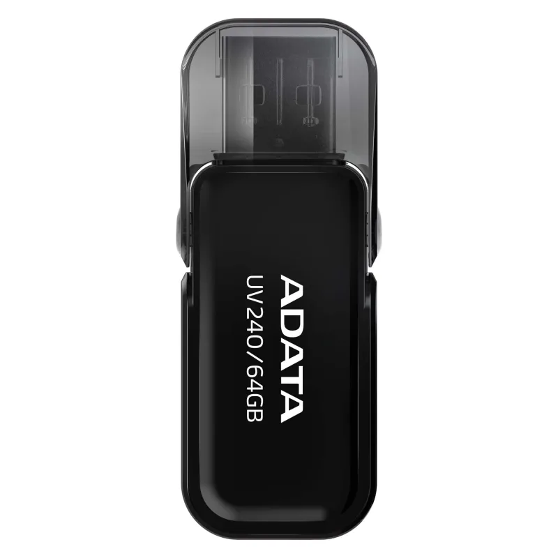 MEMORIE USB 2.0 ADATA 64 GB, cu capac, carcasa plastic, negru, "AUV240-64G-RBK" (timbru verde 0.03 lei)