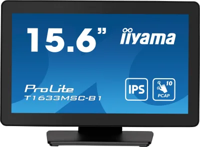 Monitor IPS LED Iiyama ProLite 15.6" T1633MSC-B1, Full HD (1920 x 1080), HDMI, DisplayPort, Boxe, Touchscreen (Negru) "T1633MSC-B1" (timbru verde 7 lei)