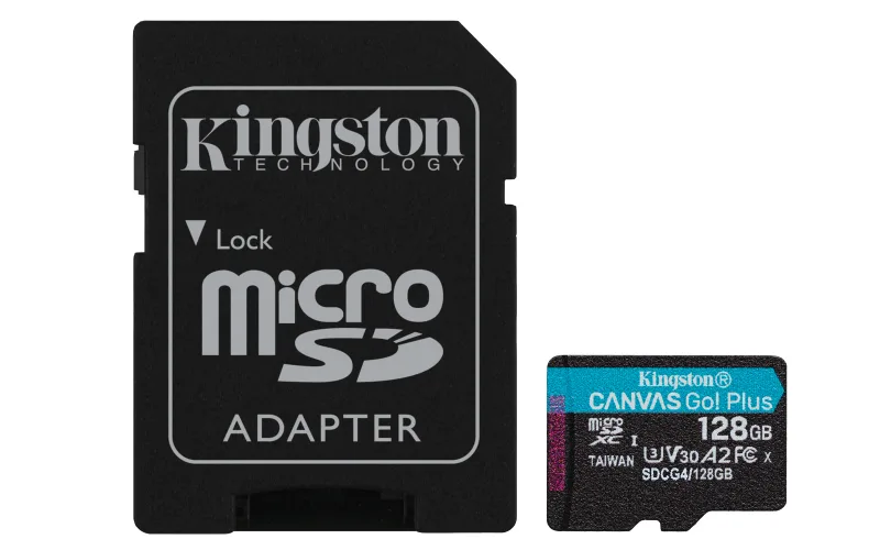 KINGSTON 128GB microSDXC Canvas Go Plus Gen4 200MB/s A2 U3 V30 Card + Adapter "SDCG4/128GB" (timbru verde 0.03 lei)