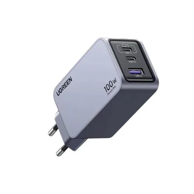 INCARCATOR retea Ugreen, Nexode "X757" Quick Charge 100W GaN, 1 x USB, 2 x USB Tpe-C, include cablu USB Type-C la USB Type-C 240W 1.5 m, gri "25874" (timbru verde 0.18 lei) - 6941876228744