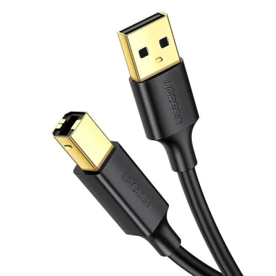 CABLU USB Ugreen pt. imprimanta, "US135" USB 2.0 (T) la USB 2.0 Type-B (T), 2m, conectori auriti, negru, "20847" (timbru verde 0.08 lei) - 6957303828470