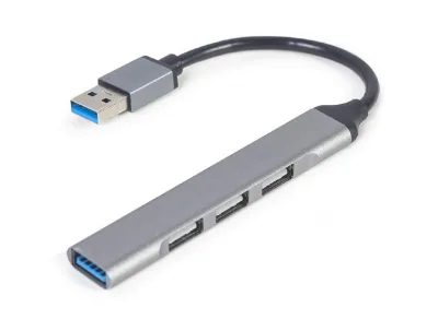 HUB extern GEMBIRD, porturi USB: USB-A 3.1 x 1, USB-A 2.0 x 3, conectare prin USB-A, argintiu, "UHB-U3P1U2P3-02" (timbru verde 0.8 lei)