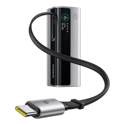 POWER BANK Baseus EnerGeek GR11, 20000mAh, 145W, 2 x USB Type-C, 1 x USB, cablu integrat USB Type-C, display, argintiu, "E0027B02" (timbru verde 0.98 lei) - 6932172691738