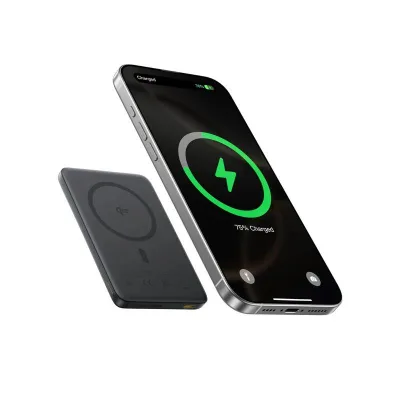 POWER BANK Baseus PicoGo AM41 Ultra-Slim Qi2 Magnetic Wireless, capacitate 10000mAh 27W, 1 x USB Type-C, include cablu USB Type-C la USB Type-C 30cm, negru "E0027201" (timbru verde 0.98 lei) - 6932172691707