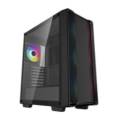 CARCASA DeepCool "CC560 ARGB V2", Middle Tower, ATX, fara sursa, 4xfan, USB 3.2 gen 1 x 1, USB 2.0 x 2, audio, PSU shroud, 7 sloturi expansiune,ARGB, negru "R-CC560-BKTAA4-G-2" (timbru verde 0.32lei)