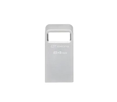 Memorie USB Kingston DataTraveler Micro 64 GB, USB 3.2, Argintiu