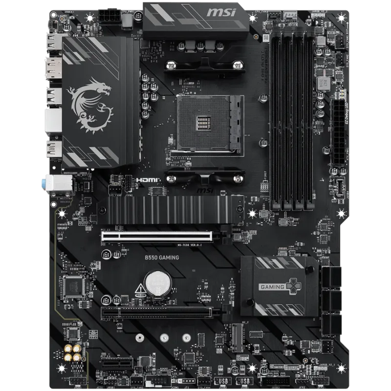 MSI B550 GAMING, ATX, Socket AM4, 4x DDR4 Dual Channel up to 4866+(OC)MHz, 2x PCIe x16 slots, 2x M.2 slots, 2x USB 3.2 Gen 2 (1x Type-C), 2x USB 3.2 Gen 1, 4x USB 2.0, 1x HDMI, 1x DP, 1G LAN, 7.1 HD Audio, 3Y"B550_GAMING"