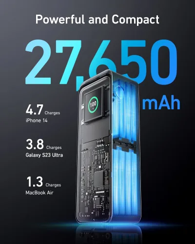 POWER BANK Anker "Prime" 20000mAh, 200W , 1 x USB, 2 x USB Type-C, display digital, 12V/5A, negru, "A1336011" (timbru verde 0.98 lei) - 194644130893