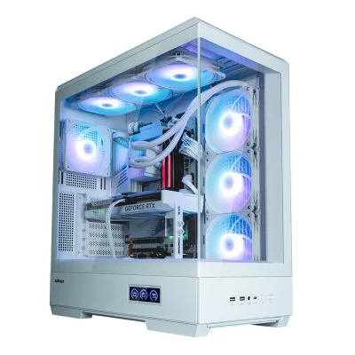 CARCASA Zalman "P50 DS", middle tower, gaming, fara sursa, suporta 10xfan, 4xfan inclus, PSU shroud, afisaj electronic, USB Type-C x 1, USB 3.1 gen1 x 2, audio+mic, 7 sloturi expansiune, alb, "P50 DS White" (timbru verde 0.32lei)
