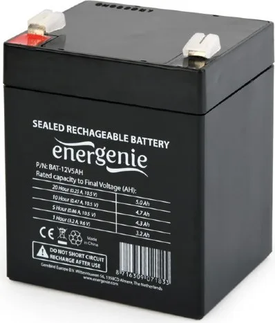 ACUMULATOR UPS GEMBIRD 12V /   5Ah, terminal F2(T2), dimensiune: 90x70x101mm, inaltime+terminal: 107mm, "BAT-12V5AH" (timbru verde 0.5 lei)