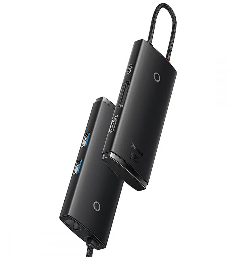 DOCKING Station Baseus Lite, conectare PC USB Type-C, USB 3.0 x 2, USB Type C x 1 PD, HDMI x 1/4K/30Hz, card reader SD/microSD, negru "WKQX050101" (timbru verde 0.18 lei) - 6932172606343