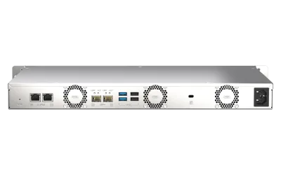 NAS QNAP 435XeU 4-Bay, CPU Marvell 64-bit Octeon TX2 CN9130 / CN9131 quad-core 2.2 GHz, RAM 4GB DDR4 SODIMM (1 slot, max. 32GB), HDD 4 x 2.5"/3.5" SATA 6Gbps + 2 x M.2 2280 NVMe PCIe Gen3 SSD slots (neincluse), LAN: 2 x 2.5GbE 2 x 10GbE SFP+, USB3.2 Gen1: