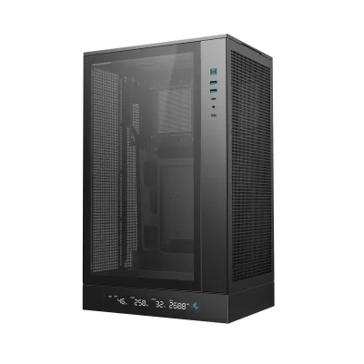 CARCASA DeepCool "CH270 DIGITAL", mini tower, gaming, fara sursa, suporta 6xfan, USB Type-C x 1, USB 3.2 gen 1 x 2, audio+mic, 4 sloturi expansiune, alb, "R-CH270-BKNDM0-G-1"