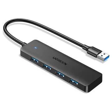 HUB extern Ugreen, "CM219" porturi USB: USB 3.0 x 4, conectare prin USB 3.0, aluminiu, lungime 1m, negru, "35574" (timbru verde 0.8 lei) - 6941876235742