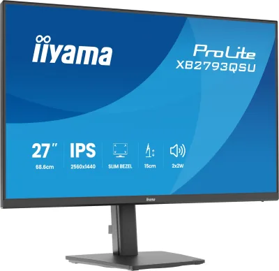 IIYAMA Monitor LED XB2793QSU-B1 27" 2560 x 1440 75Hz IPS 350cd 1ms HDMI DP USB HUB height, swivel, tilt, pivot Pro "XB2793QSU-B1" (timbru verde 7 lei)