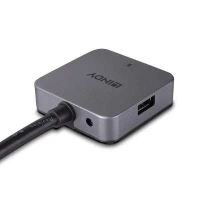 Hub USB LINDY 5m USB 3.0 Hub 4 Ports USB-A, 4 porturi, Gri
