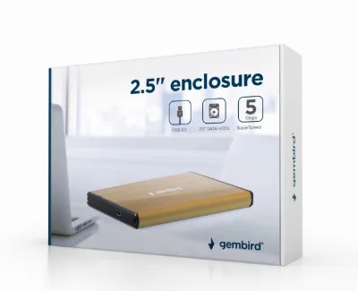 RACK extern GEMBIRD, pt HDD, 2.5 inch, S-ATA, interfata PC USB 3.0, aluminiu, auriu, "EE2-U3S-3-GL"  (timbru verde 0.8 lei)