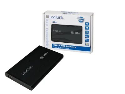 RACK extern LOGILINK, pt HDD/SSD, 2.5 inch, S-ATA, interfata PC USB 2.0, aluminiu, negru, "UA0041B" (timbru verde 0.8 lei)