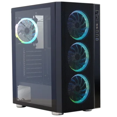 Carcasa SPACER SPCS-GC-RAINBOW, RGB, Mid Tower, Black