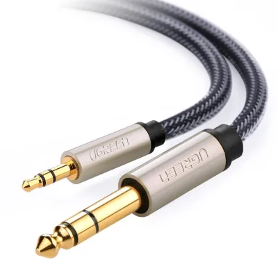 CABLU audio Ugreen, "AV127" TRS jack 3.5 mm (T) la jack 6.35 mm (T), lungime 1m, gri "10625" (timbru verde 0.18 lei) - 6957303816255
