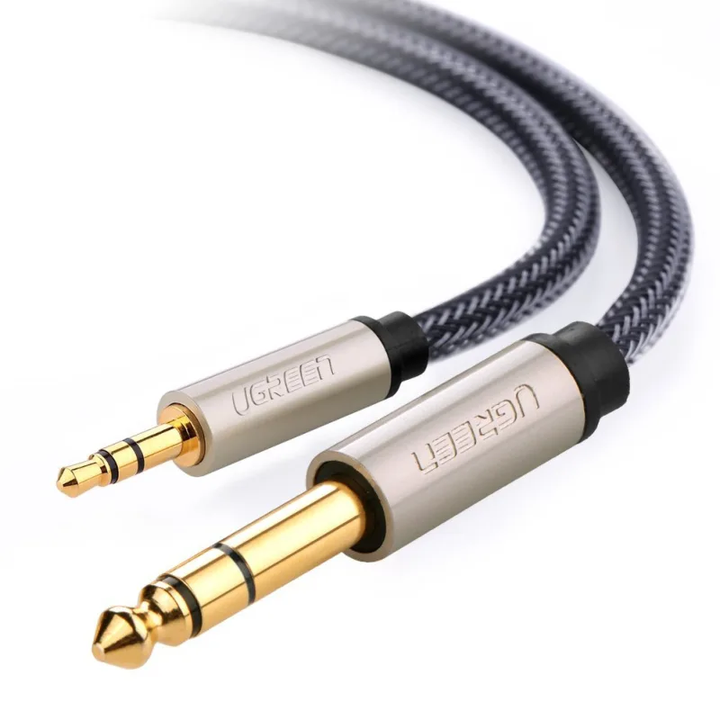 CABLU audio Ugreen, "AV127" TRS jack 3.5 mm (T) la jack 6.35 mm (T), lungime 1m, gri "10625" (timbru verde 0.18 lei) - 6957303816255
