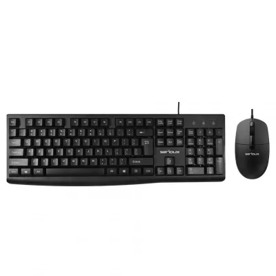 Kit Serioux cu fir, Tastatura: interfata USB, 104 taste, material ABS, US layout, lungime cablu 1.5m PVC,  dimensiuni 440*159*25mm, negru, Mouse: interfata USB, 4 butoane, polling rate 125 Hz, rezolutie DPI 1000, lungime cablu 1.5m PVC, dimensiuni