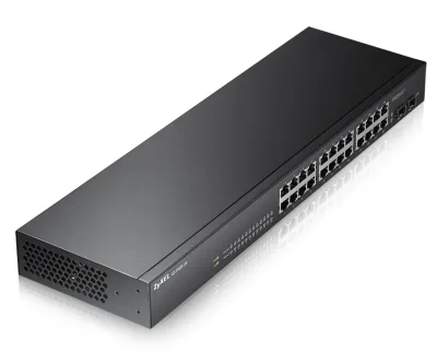 ZYXEL | GS1900-24-EU0102F | GS1900-24 v2 | Switch | Smart Managed | Layer 2 | Rackmount | Porturi 24 Gigabit, 2 Gigabit SFP | Fanless, "GS1900-24-EU0102F" (timbru verde 2 lei)