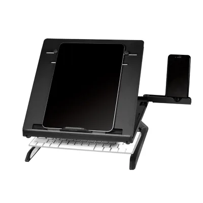 SUPORT de birou LOGILINK pt. notebook, 9 pozitii, holder pt. smartphone, suporta dimensiuni 10-15.6", pliabil, negru, "AA0133"