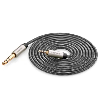 CABLU audio Ugreen, "AV127" TRS jack 3.5 mm (T) la jack 6.35 mm (T), lungime 1m, gri "10625" (timbru verde 0.18 lei) - 6957303816255