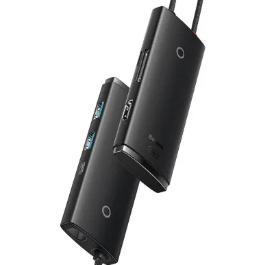 DOCKING Station Baseus Lite, conectare PC USB Type-C, USB 3.0 x 2, USB Type C x 1, HDMI x 1/4K/30Hz, card reader SD/microSD, negru "WKQX050001" (timbru verde 0.18 lei) - 6932172606329