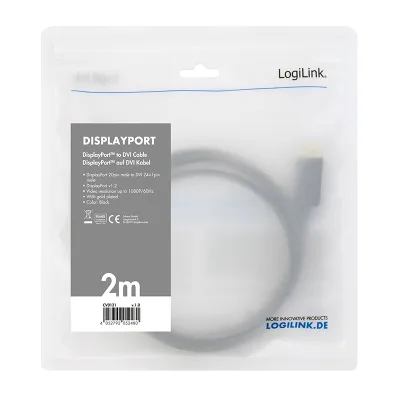 DisplayPort cable, DP 1.2 to DVI, 5m "CV0133"