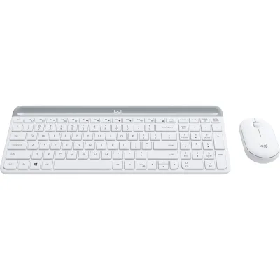 TASTATURA si Mouse LOGITECH, "Slim", wireless, 1000 dpi taste format standard (104-108 taste), mouse alb, 3/1 butoane, 104, "920-009205" (timbru verde 0.8 lei)