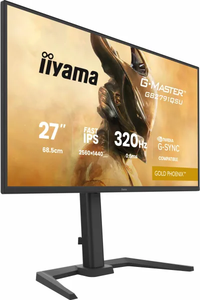 IIYAMA Monitor LED GB2791QSU-B1 G-MASTER 27" Fast IPS, 2560x1440 320Hz, 16:9, 350cd, 0.6ms, HDMI, DP, USB HUB, Full Ergo "GB2791QSU-B1" (timbru verde 7 lei)