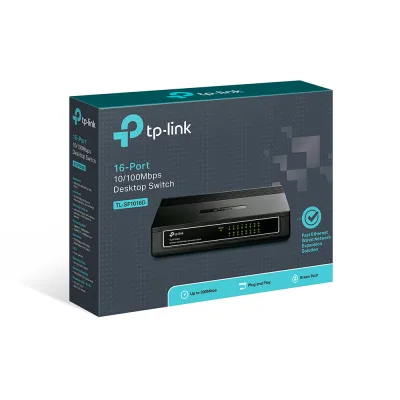 SWITCH TP-LINK 16 porturi 10/100Mbps, carcasa plastic "TL-SF1016D" (timbru verde 2 lei)