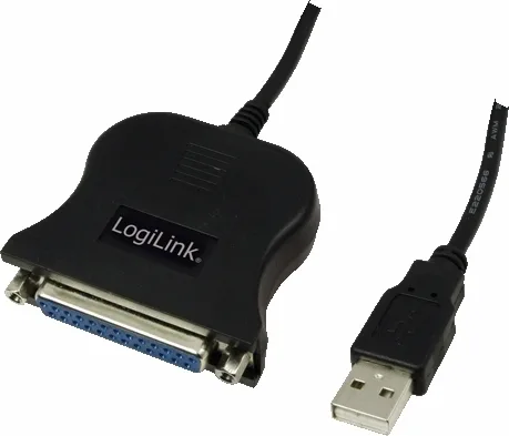 CABLU USB LOGILINK adaptor, USB 2.0 (T) la Paralel (D-Sub 25-pin), 1.5m, conecteaza port USB cu imprimanta cu port paralel, negru, "UA0054A" (timbru verde 0.08 lei)