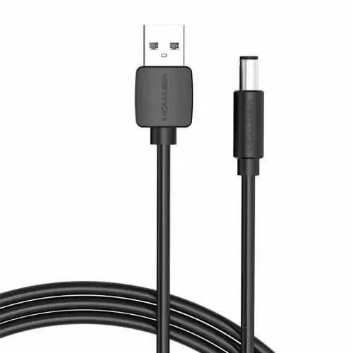 Cablu alimentare Vention, USB 2.0 (T) la DC 5.5mm (T), 0.5m, 5V, 3A, PVC, negru, "CEYBD" (timbru verde 0.08 lei) -6922794757660