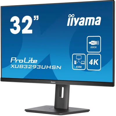Iiyama ProLite XUB3293UHSN-B5LED monitor 32" (31.5" viewable) 3840 x 2160 4K @ 60 Hz IPS 350 cd/m2 1000:1 4 ms HDMI DisplayPort USB-C speakers matte black "XUB3293UHSN-B5" (timbru verde 7 lei)